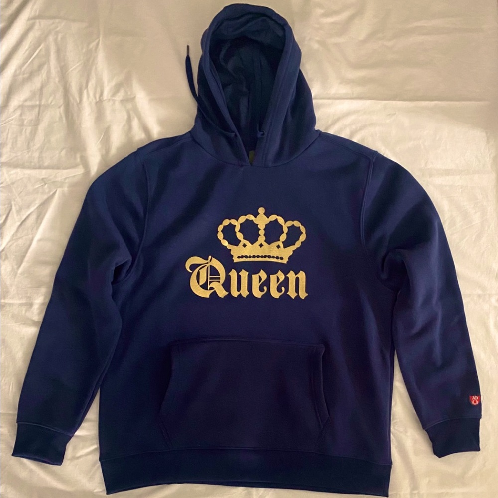 Queen Hoodie in metallic gold.  All Sizes and Colors